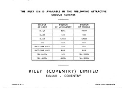 Riley Fifteen-Sex - Verkaufsprospekt (1936, engl.) Riley Fifteen-Sex - Verkaufsprospekt (1936, engl.)