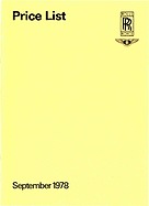 Rolls-Royce - Preisliste (1978, engl.) Rolls-Royce - Preisliste (1978, engl.)