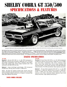 Shelby Mustang GT 350 und 500 - technische Spezifikationen 1968 Shelby Mustang GT 350 und 500 - technische Spezifikationen 1968