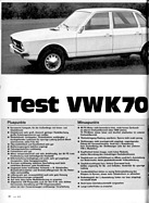 Test VW K 70 - mot Nr. 20/1970 - Seite 36 Test VW K 70 - mot Nr. 20/1970 - Seite 36