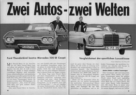 Vergleich Ford Thunderbird mit Mercedes-Benz 220 SE Coupé - Seiten 40 und 41 Vergleich Ford Thunderbird mit Mercedes-Benz 220 SE Coupé - Seiten 40 und 41