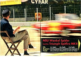 Vergleichstest NSU Wankel Spider vs Triumph Spitfire - Hobby 17/1965 - Seiten 36 und 37 Vergleichstest NSU Wankel Spider vs Triumph Spitfire - Hobby 17/1965 - Seiten 36 und 37