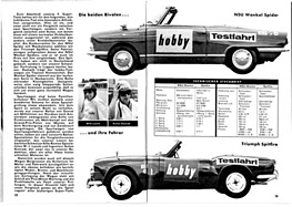 Vergleichstest NSU Wankel Spider vs Triumph Spitfire - Hobby 17/1965 - Seiten 38 und 39 Vergleichstest NSU Wankel Spider vs Triumph Spitfire - Hobby 17/1965 - Seiten 38 und 39