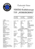 Veritas Nürburgring - technische Daten (1952) Veritas Nürburgring - technische Daten (1952)