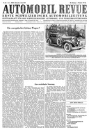 Titelblatt der Nummer 25 von Automobil-Revue Zeitungen 1952