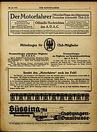 Titelblatt der Nummer 19 von Der Motorfahrer 1918