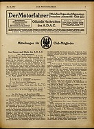 Titelblatt der Nummer 10 von Der Motorfahrer 1917