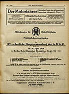Titelblatt der Nummer 7 von Der Motorfahrer 1918