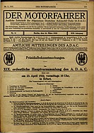Titelblatt der Nummer 11 von Der Motorfahrer 1922