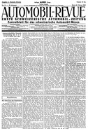 Titelblatt der Nummer 8 von Automobil-Revue Zeitungen 1922