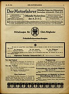Titelblatt der Nummer 39 von Der Motorfahrer 1918