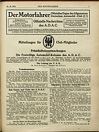 Titelblatt der Nummer 39 von Der Motorfahrer 1916