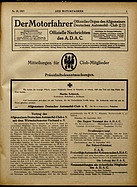 Titelblatt der Nummer 39 von Der Motorfahrer 1917
