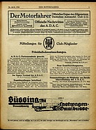 Titelblatt der Nummer Doppelausgabe 44/45 von Der Motorfahrer 1918
