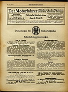 Titelblatt der Nummer 28 von Der Motorfahrer 1918