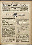 Titelblatt der Nummer 9 von Der Motorfahrer 1917