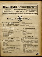 Titelblatt der Nummer 5 von Der Motorfahrer 1917