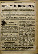 Titelblatt der Nummer 4 von Der Motorfahrer 1922