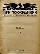 Titelblatt der Nummer Jahresverzeichnis von Der Motorfahrer 1916