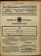 Titelblatt der Nummer 36 von Der Motorfahrer 1917