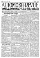 Titelblatt der Nummer 72 von Automobil-Revue Zeitungen 1934