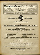 Titelblatt der Nummer 9 von Der Motorfahrer 1918