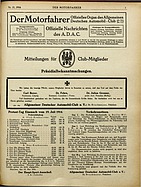 Titelblatt der Nummer 21 von Der Motorfahrer 1916