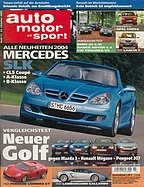 Titelblatt der Nummer 23 von auto motor und sport 2003