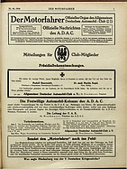 Titelblatt der Nummer 40 von Der Motorfahrer 1916