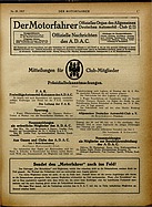 Titelblatt der Nummer 29 von Der Motorfahrer 1917
