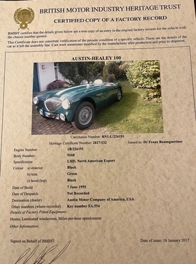 Austin Healey AH 100 BN1 (1955) Austin Healey AH 100 BN1 (1955)