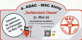 Logo der Veranstaltung «4. ADAC / MSC Alzey "Teufelsrutsch Classic"» Logo der Veranstaltung «4. ADAC / MSC Alzey "Teufelsrutsch Classic"»