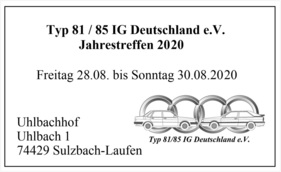 Logo der Veranstaltung «Jahrestreffen Audi Typ 81/85 IG Deutschland e.V.»