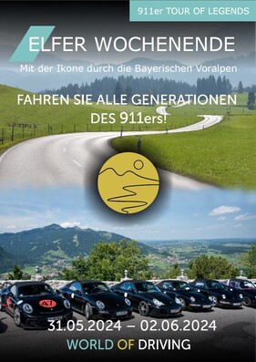Logo der Veranstaltung «Alle Generationen des Porsche 911 selbst fahren - "Elfer-Wochenende"» Logo der Veranstaltung «Alle Generationen des Porsche 911 selbst fahren - "Elfer-Wochenende"»