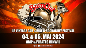 Logo von Burn Out Hinwil - US Vintage Car, Bike & Rockabilly Festival