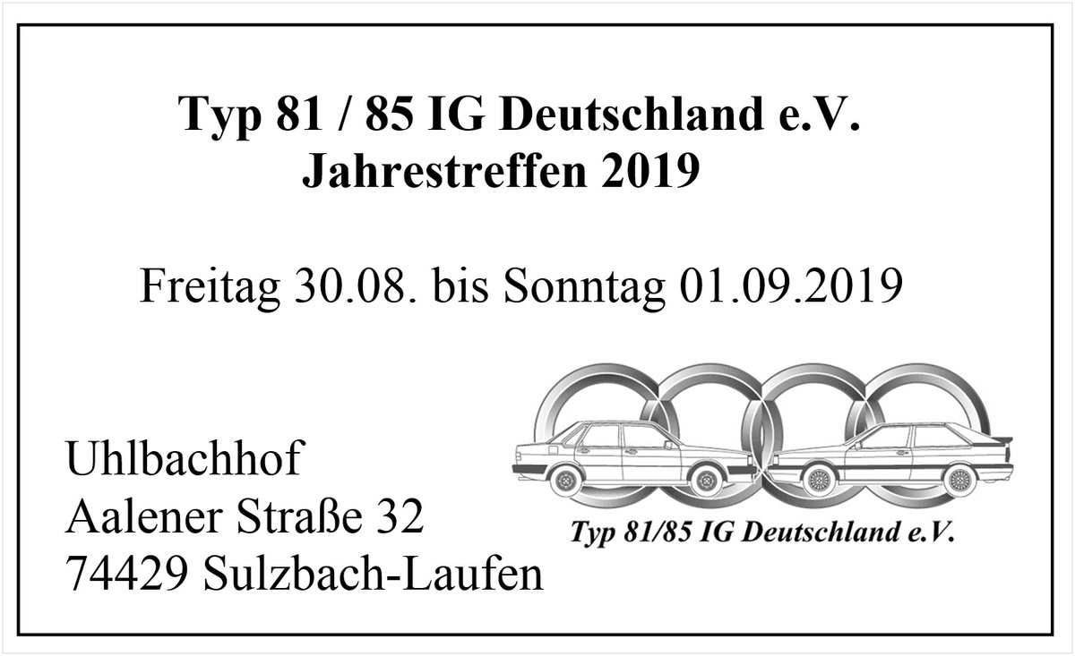 Logo der Veranstaltung «Jahrestreffen der Audi Typ 81/85 IG Deutschland e.V.»