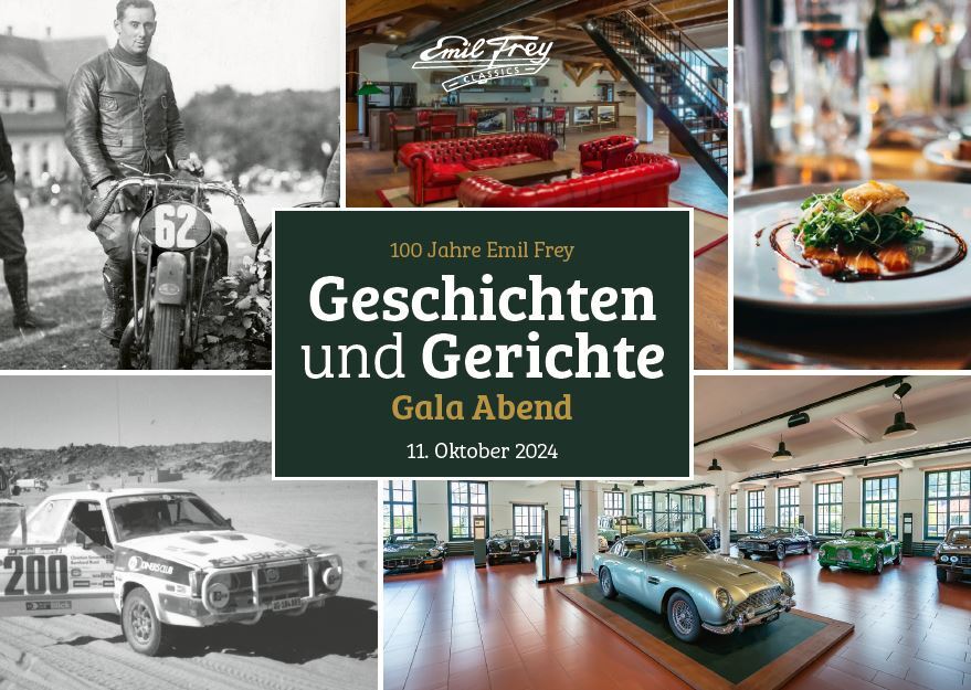Logo der Veranstaltung «100 Jahre Emil Frey – Geschichten und Gerichte»