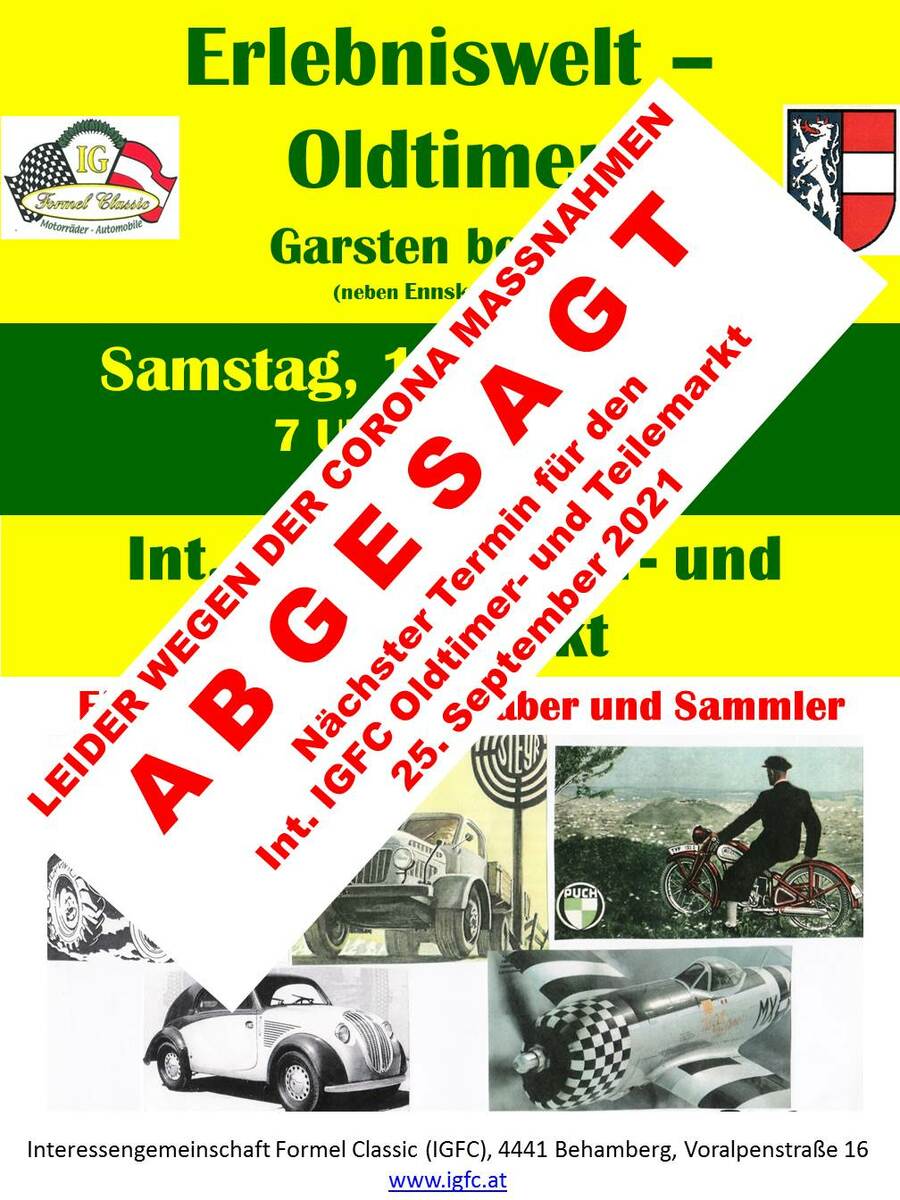 Logo der Veranstaltung «ABGESAGT      65. Int. IGFC Oldtimer- und Teilemarkt»