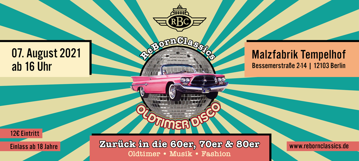 Logo der Veranstaltung «ReBornClassics Oldtimer-Disco»