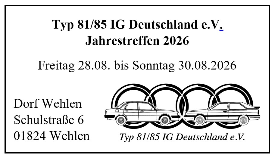 Logo der Veranstaltung «Jahrestreffen Audi Typ 81/85 IG Deutschland e.V.»