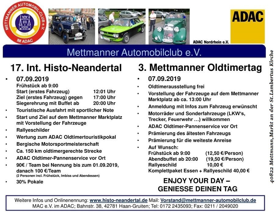 Logo der Veranstaltung «17. Int. Histo Neandertal & Mettmanner Oldtimertag»
